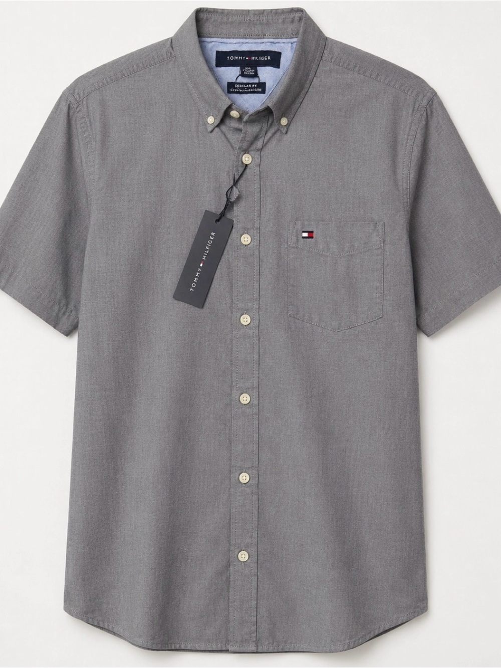 Tommy Hilfiger Men’s Short-Sleeve Button-Down Shirt — Gray NWT